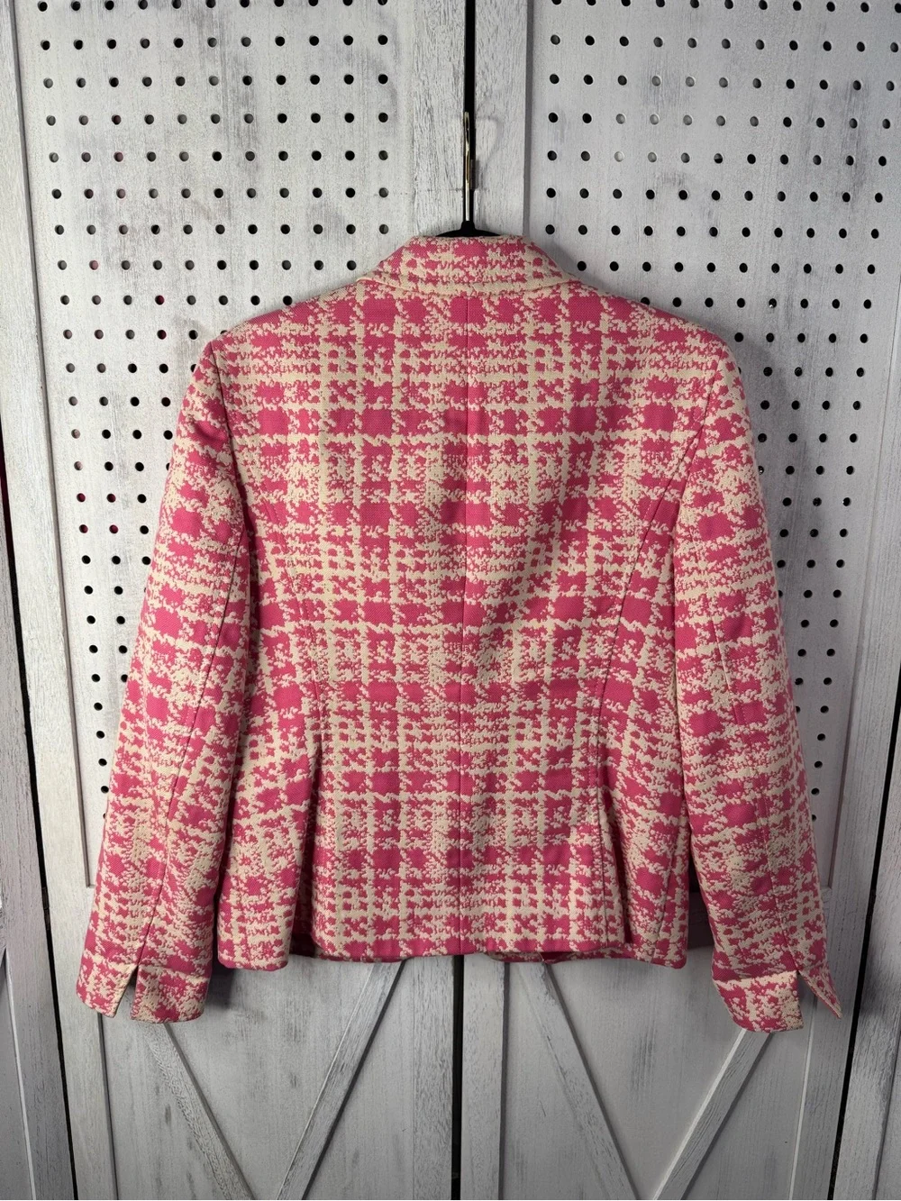 Ann Taylor Pink Cream Tweed Blazer Jacket Women’s Size 6 Career Preppy Classic